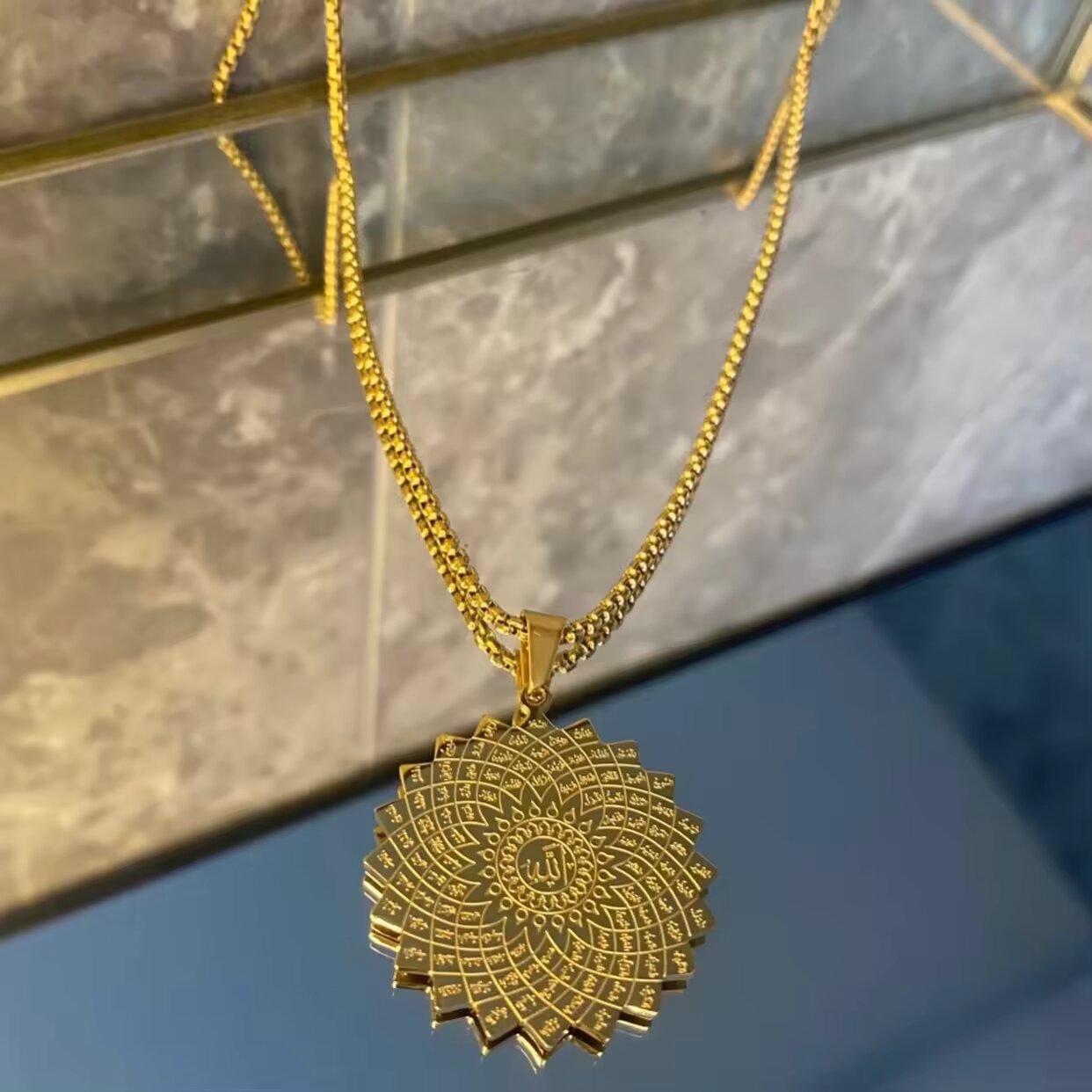 99 Names of Allah in a  Flower Shape Necklace
