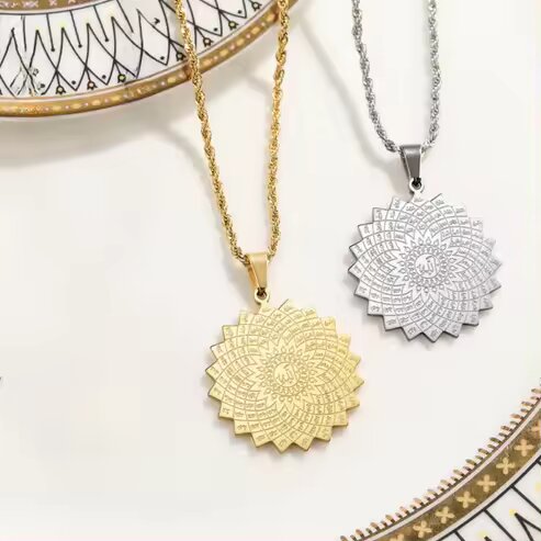 99 Names of Allah in a  Flower Shape Necklace