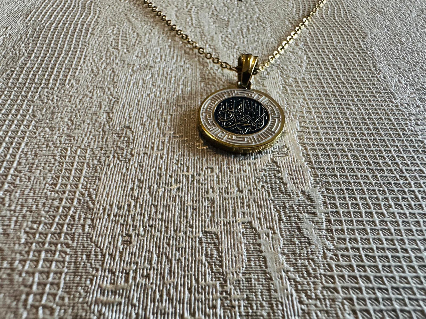 Beautifully Engraved Gold Kalma &  Kufic Bismillah