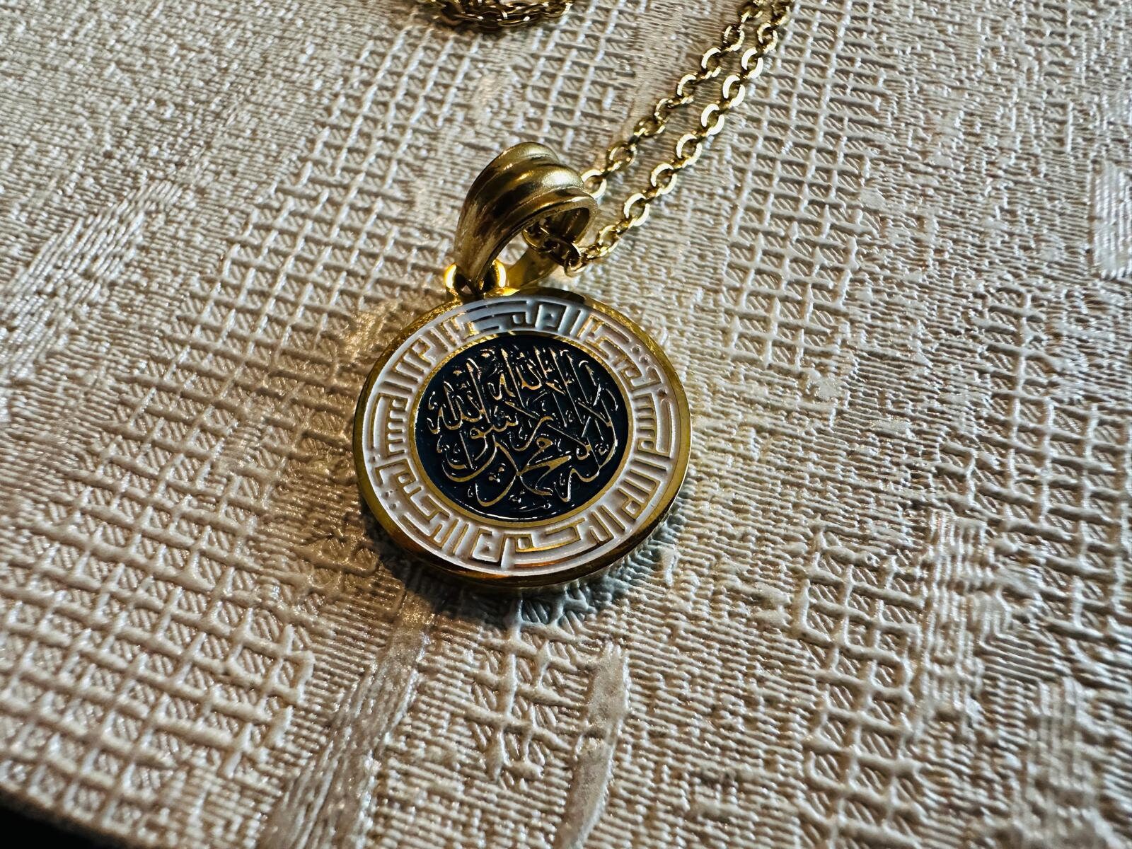 Beautifully Engraved Gold Kalma &  Kufic Bismillah