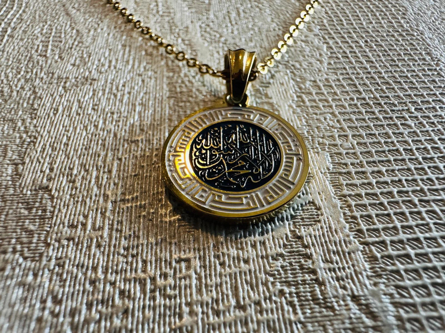 Beautifully Engraved Gold Kalma &  Kufic Bismillah