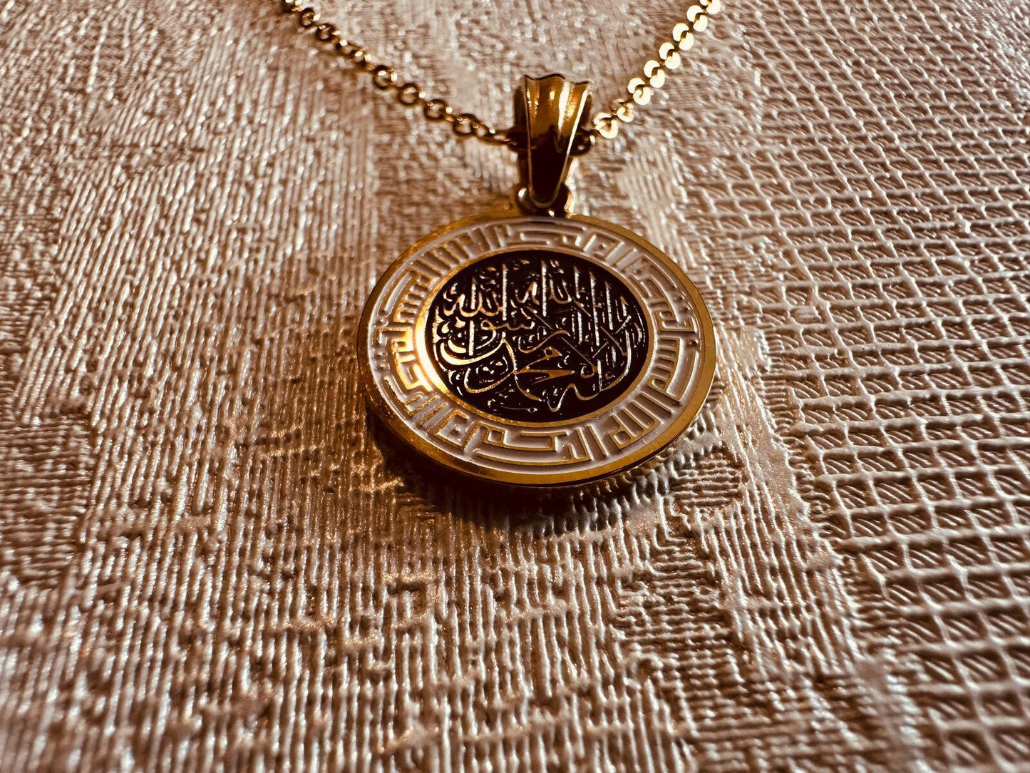 Beautifully Engraved Gold Kalma &  Kufic Bismillah