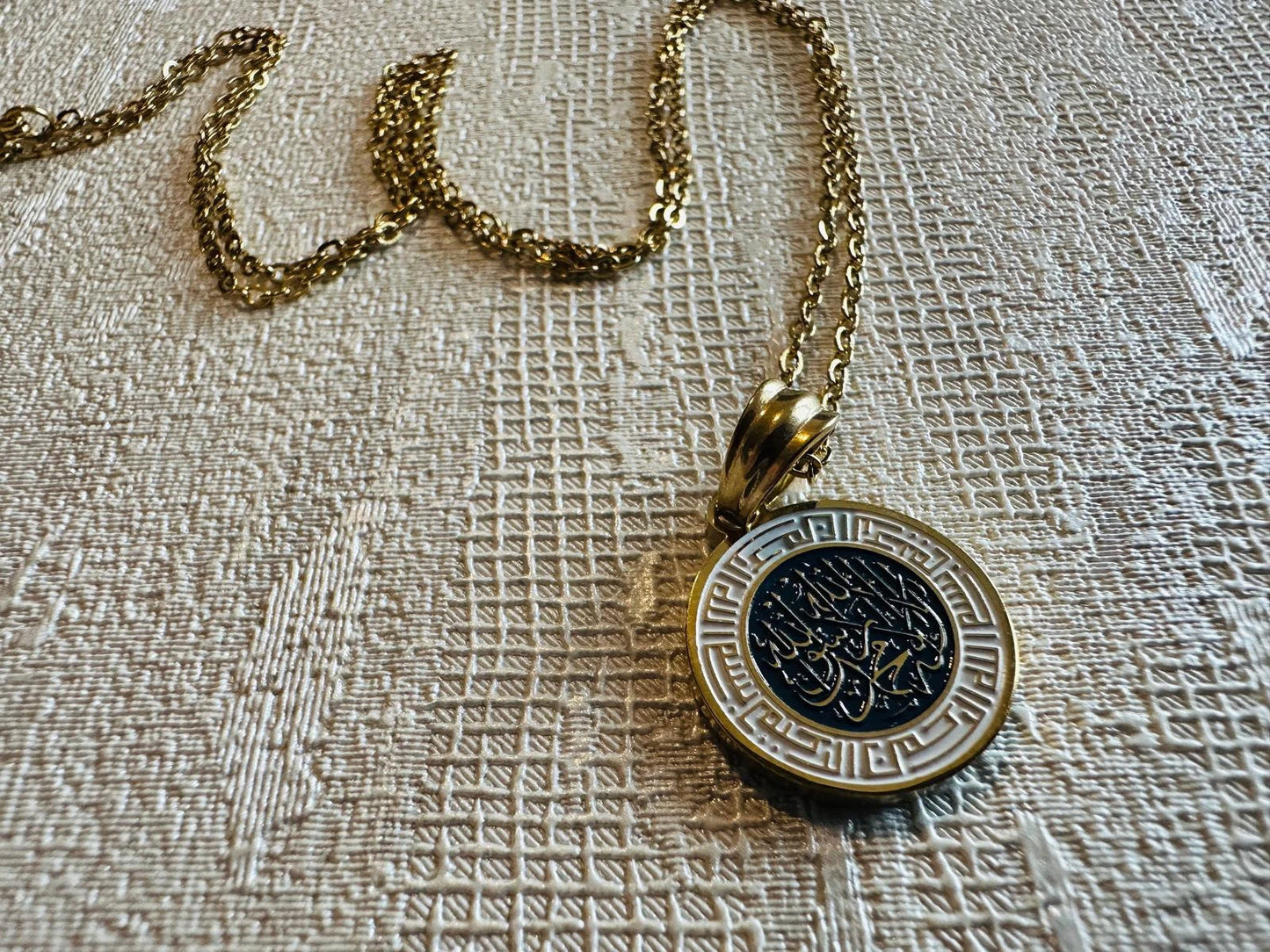Beautifully Engraved Gold Kalma &  Kufic Bismillah